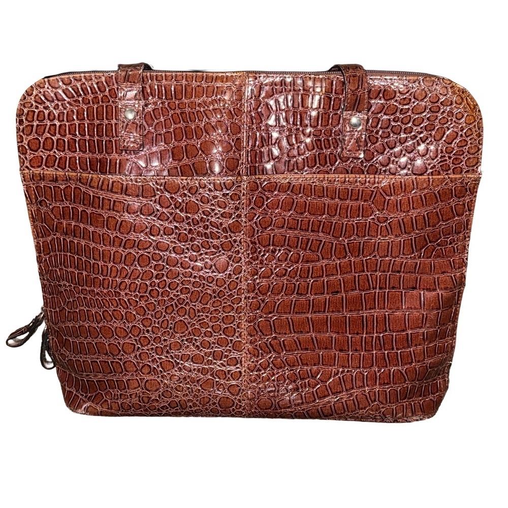 Bueno Brown Crocodile Embossed Faux Leather Tote Bag Shoulder Purse